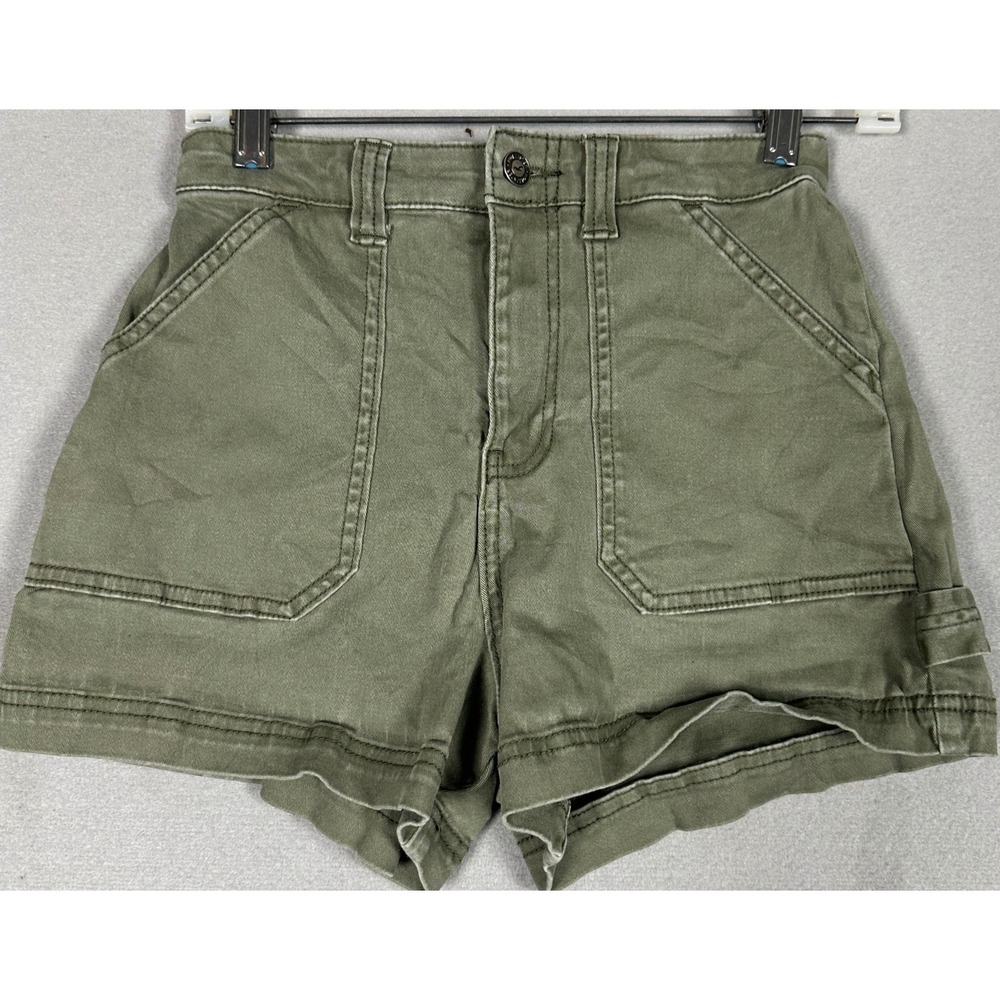 Hollister Shorts Womens XS Ultra High-Rise Green Carpenter Cargo Stretch Waist